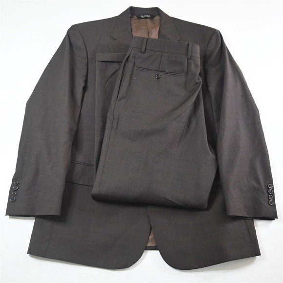 Jos A Bank 43R 44R 36x30 Brown 100% Wool Nailshead Mens Jacket Pants Suit